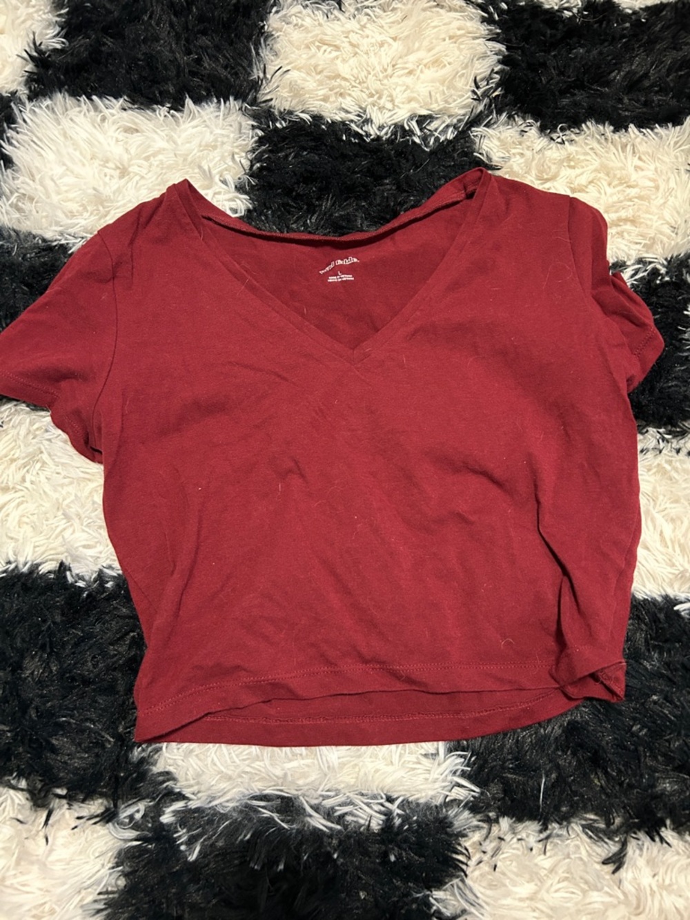 wild fable Burgundy V-Neck Crop Top